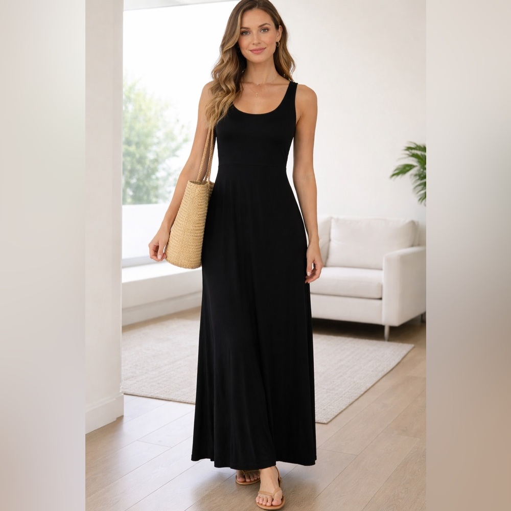 Old Navy Classic Black Sleeveless Stretchy Maxi Dress | XS | NWOT